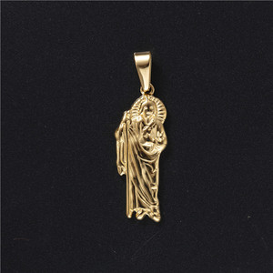 Produttore preghiera religiosa piccolo angelo <span class=keywords><strong>ciondolo</strong></span> 18K oro placcato stile gotico in acciaio inox ciondoli alla moda per gioielli - Product Image 6