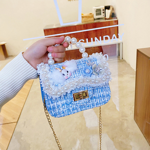 Bolso de Mano Mini Bandolera Infantil con Correa de Perlas y Flores, Monedero para Regalo Navideño, Marca Popular - Product Image 6