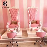 Fauteuil de pédicure spa à dossier haut avec massage des pieds, bain à remous intégré, bassin en verre acrylique, couleur personnalisée, pompe de drainage, LED 7 couleurs