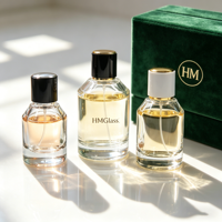 Bouteilles de parfum en verre cylindriques à fond épais en gros, 30ml 50ml 100ml, avec couvercles personnalisés sérigraphiés pour sérum de soin de la peau et cadeaux