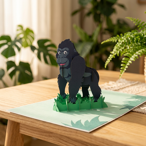 Carte Gorilla Pop 3D Faite à la Main, Artisanat en Papier Vietnamien, Design Personnalisé, Logo Animal, Décoration de Mariage, Décoration d'Intérieur, Tendance Actuelle - Product Image 1