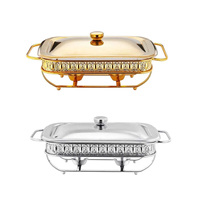 Meilleur Ensemble de Vaisselle Doré Chauffant au Combustible pour Hôtel, Chauffe-Plat en Acier Inoxydable, Marmite à Soupe Chaude, Boîte à Chapatis, Ustensiles de Cuisine, Plat à Chafing