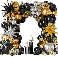 Kit de guirlande d'arche de ballons noirs, dorés et argentés de 137 pièces pour la décoration de fête d'anniversaire, du Nouvel An, de la remise de diplôme et de la fête de retraite