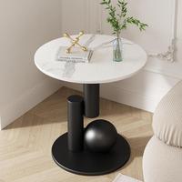 Table d'appoint ronde en marbre de luxe léger, table d'appoint de canapé moderne et minimaliste pour salon, usage domestique, multifonctionnelle, facile à nettoyer
