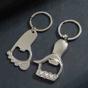 Décapsuleur de bouteille de bière en métal personnalisé et créatif, porte-clés en forme de pied, pendentif, personnalisation publicitaire, cadeaux promotionnels d'entreprise - Product Image 1