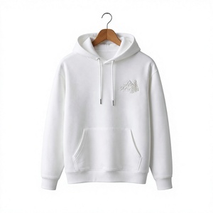 Sweat-shirt à capuche bleu pour homme, broderie paysage montagneux, décontracté, coupe classique, en coton tricoté, avec poche avant - Product Image 3