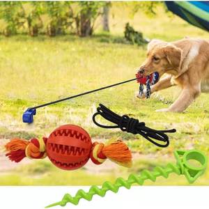 Jouet à mâcher pour chien, balle en corde avec distributeur de friandises, nettoyage des dents, jeu de tirette en plein air, jouet interactif pour animaux de compagnie - Product Image 1