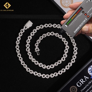 Trendy Hip Hop <b>Iced</b> <b>Out</b> VVS Moissanite Paperclip <b>Chain</b> Necklace Rhodium Plated Diamond Tester Proof Hip Hop Infinity Link <b>Chain</b> - Product Image 1