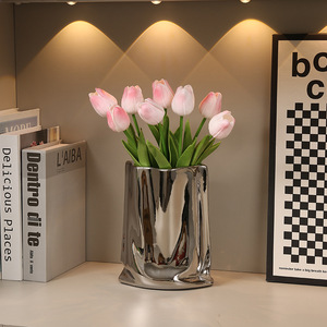 Modern Home Decor Electroplated Golden <b>Vase</b>, Elegant Ceramic <b>Small</b> Gold <b>Vases</b>, Luxury Flower <b>Vases</b> for Decorative - Product Image 1