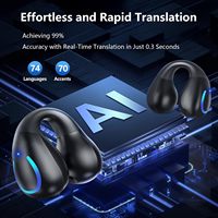 Écouteurs de traduction YYK-Q71AI : Traducteur instantané 198 langues, intra-auriculaires, ANC, étanches, sans fil, design à clip, pour voyage et affaires