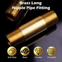 Raccord de tuyauterie en laiton moulé, raccord droit long 1/2" NPT mâle x 1/2" NPT mâle, longueur 2 pouces, surface lisse
