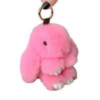 Porte-clés pompon en fourrure de vison douce et mignonne de 15 cm, pendentif de sac en peluche moelleux pour couples, porte-clés de voiture doux