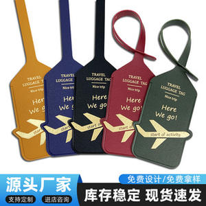 Étiquette de bagage en cuir PU créative en gros <span class=keywords><strong>pour</strong></span> <span class=keywords><strong>avion</strong></span>, étiquette d'information <span class=keywords><strong>pour</strong></span> carte d'embarquement de <span class=keywords><strong>valise</strong></span> de voyage - Product Image 1