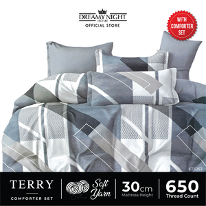 Terry King ชุดผ้าคลุมเตียงนอนแบบทันสมัย650TC ผ้าไมโครไฟเบอร์เนื้อนุ่มระบายอากาศได้ยาว30ซม. ผ้าปูที่นอนผ้าปูที่นอนเข้ารูปปลอกหมอนปลอกหมอนหมอนข้าง - Product Image 3