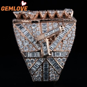GEMLOVE Luxury Diamond Ring Rose Gold Plated Diamond Letter <b>Design</b> Men's and Women's Champion Ring Party Jewelry - Product Image 4