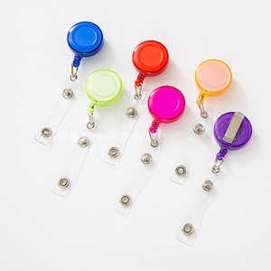 Porte-badges rétractables ronds en plastique ABS transparent de 32 mm, couleurs assorties, avec clip - Product Image 3