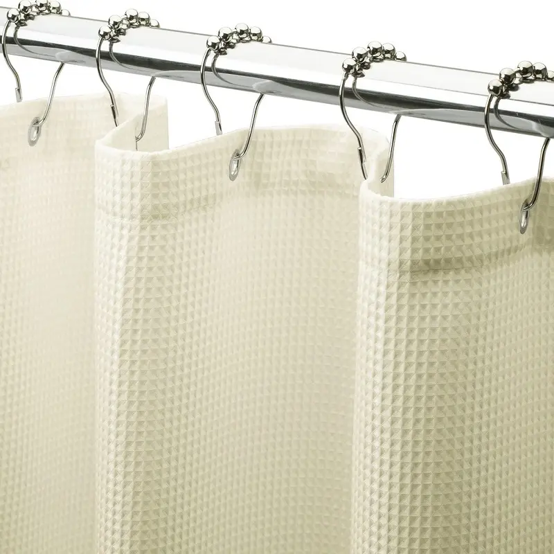 Extra Long Duty Fabric Shower Curtains With Waffle Weave Hotel Quality Bathroom Shower Curtain