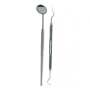 Ensemble d'instruments dentaires professionnels en acier inoxydable pour examen manuel : miroir buccal et pince pour usage clinique - Product Image 3