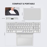 Clavier Bluetooth pliable, clavier pliable de taille standard avec pavé tactile, clavier sans fil en cuir PU pour les voyages, compatible avec Windows