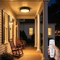 Lumière de plafond extérieure étanche à détecteur de mouvement radar 18W avec télécommande, éclairage LED pour balcon, véranda, lumière murale en aluminium LED
