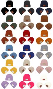 Wholesale Blank PU <b>Patch</b> logo Beanie DIY Emboss logo Adults Kids Winter Beaine - Product Image 3