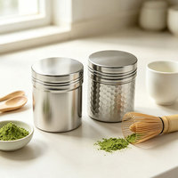 Boîte de rangement moderne en acier inoxydable martelé hermétique pour thé et poudre de matcha japonaise