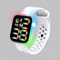 Jam Tangan Digital LED Plastik Baru Grosir, Jam Tangan Sport Elektronik Fashion untuk Pelajar dan Pasangan, Jam Tangan Keren Warna-warni Pelangi