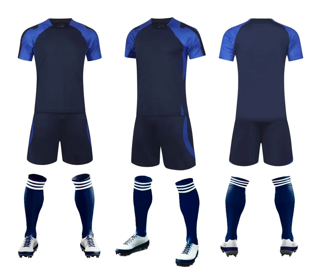 Les fournisseurs de maillots de football à motifs de haute qualité conçoivent pour la vente ensemble de maillots de football d'entraînement à manches courtes sans marque