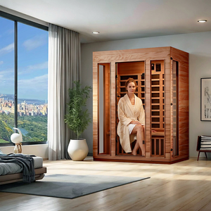 Sauna infrarouge lointain Royal Saunas WF9203 en bois massif moderne et écologique avec panneau de commande informatisé pour villa, appartement, chambre à coucher - Product Image 1