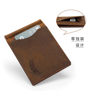 Cartera de cuero genuino para hombre con ranuras para tarjetas con bloqueo RFID y bolsillo para monedas, estilo moderno en color marrón oscuro, primavera 2023 - Product Image 4