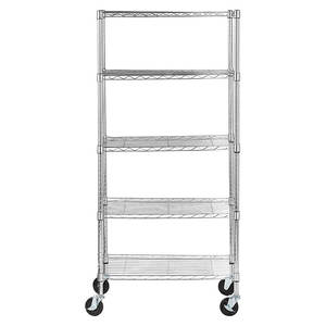 4-Tier assemblée panier rayonnage industriel de fil avec quatre roues - Product Image 2