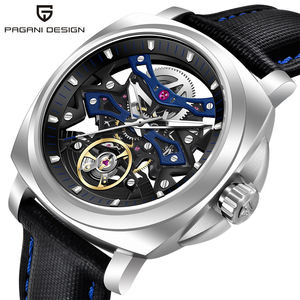 Nouvelle montre sport mécanique de luxe pour homme PAGANI, cadran carré, bracelet en cuir, boîtier en acier inoxydable, étanche 5 BAR, chronographe - Product Image 4