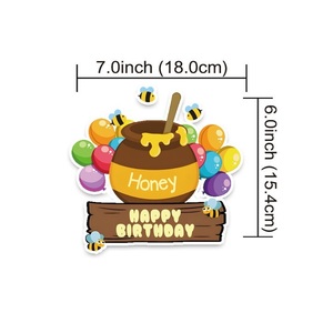 Set di Topper per la festa di <span class=keywords><strong>compleanno</strong></span> a tema piccolo orso del miele con Banner palloncini per la celebrazione del Baby Shower degli animali della foresta - Product Image 3