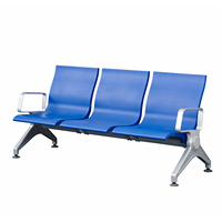 Station de métro de l'aéroport Bowling Alley Chaise de salle d'attente Cadre en métal pour zone publique Faisceau en acier inoxydable de 1.2mm avec siège en PU