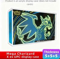 Étui de présentation en acrylique poli moderne de luxe personnalisé TCG pré-assemblé avec étagère coulissante pour le rangement de boîtes Mega X Charizard