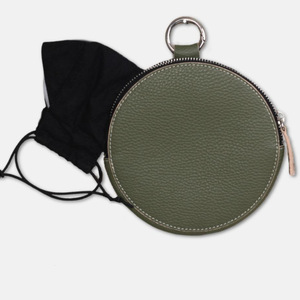 <b>Round</b> leather mask storage bag, portable coin purse zippered bag, mask clip, mask <b>box</b> - Product Image 1