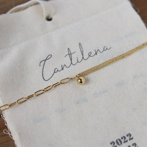 Collier élégant avec pendentif boule dorée, plaqué or 18 carats, double rangée de perles en acier inoxydable pour femme - Product Image 3