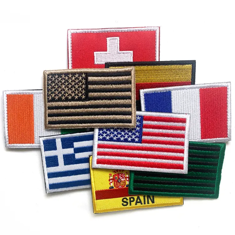 Manufacturer Wholesale Cheap Price Custom Full Embroidery Flag Badge Patch For Clothing