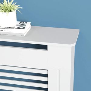 Mueble para <span class=keywords><strong>Radiador</strong></span> de Madera MDF Blanco o Gris con Diseño Tradicional en Cruz (Rejilla Blanca, Grande) - Product Image 6
