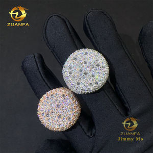 Anillo de Hombre Redondo con Incrustaciones de Diamantes de Imitación Vvs1 Moissanite, Plata de Ley 925, Estilo Hip Hop, Nuevo y Popular - Product Image 4