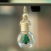 Diffuseur d'arôme vide 10ml bouteille de parfum de noël diffuseur verre voiture désodorisant suspendu bouteille de parfum avec bois