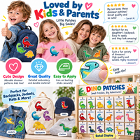 Patch brodé thermocollant ou à coudre pour enfants, motif dinosaures mignons (Triceratops, Stegosaurus, Pterodactyl), vente en gros