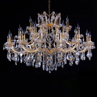 Lustre en cristal de luxe avec base d'ampoule E12, finition dorée LED, pour hôtel, villa, banquet et décoration de mariage