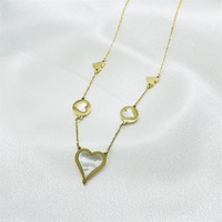 Ensemble de collier avec pendentif en forme de cœur en acier inoxydable hc, coquillage naturel, ensemble de bijoux 2 pièces pour femmes et filles, cadeau