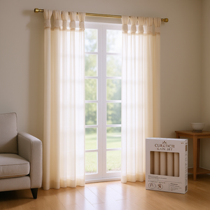 Rideaux Voilages Transparents Curatich à Tablier, Paire de Rideaux Élégants pour Salon, Taille Standard, Installation sur Tringle - Product Image 2