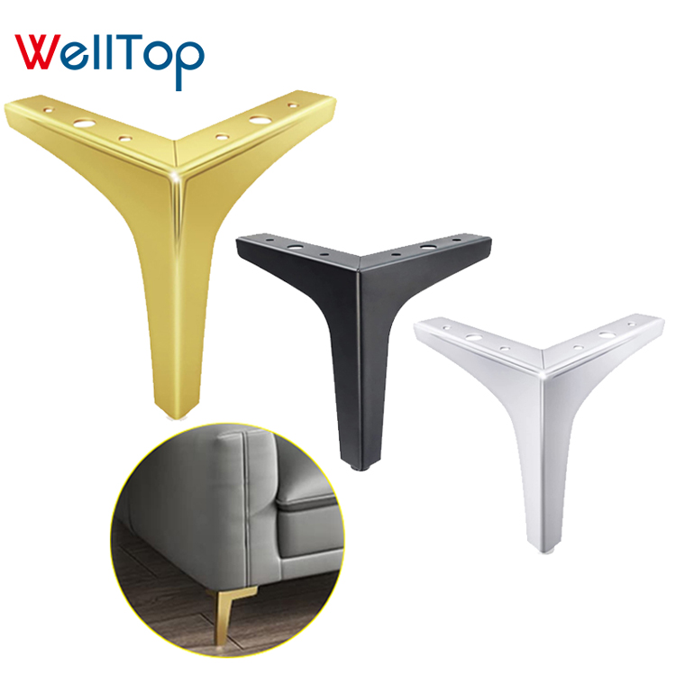 Patas triangulares de Metal para silla de vt-03.159, patas de repuesto doradas para muebles de Metal, para vestidor, armario y sofá