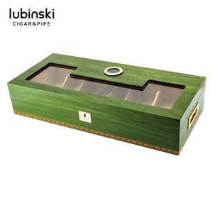 Lubinski custom glass window display wood humidor cabinet cigar box wholesale