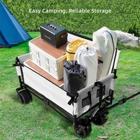 Chariot pliable portable avec poignée de traction, quatre roues, plateau en tissu pour le camping, la pêche et le jardin