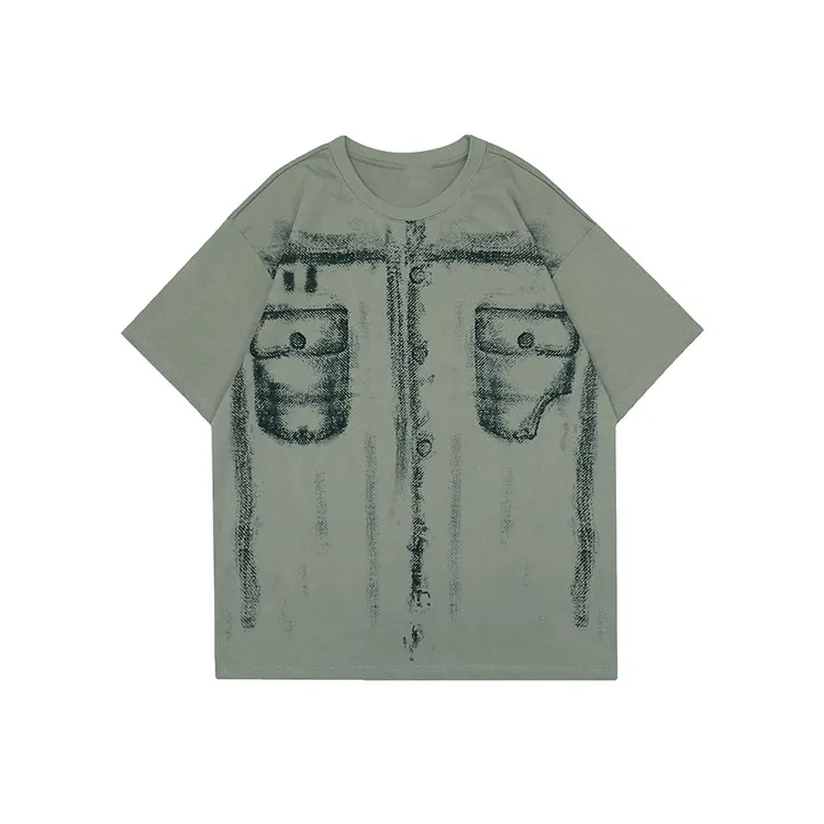 wholesale Unisex Short Sleeve 100% Cotton large size DTG Screen print pattern Men's pullover T-shirts