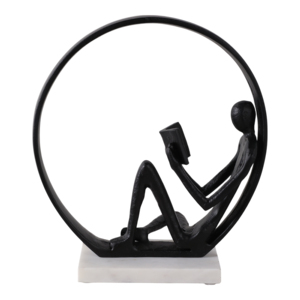 Escultura Moderna de un Lector sobre Base de Mármol, Adorno Decorativo para el Hogar, Oficina, Estante, Baño, Sala de Estar - Product Image 4